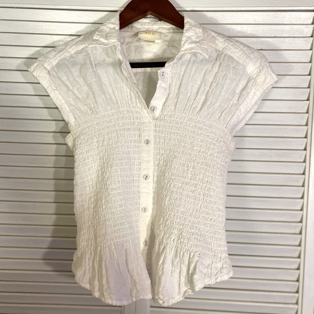 Anthropologie Maeve White Button Down, EUC, S